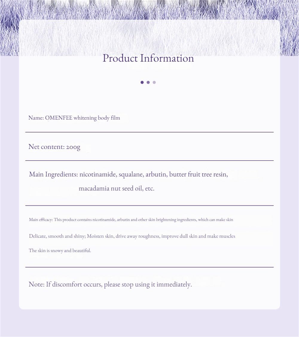 OMENFEE Whitening Body Milk Whole Body Cold White Skin Body Care Cream Niacinamide Body Milk Film Beauty Skin Care Products